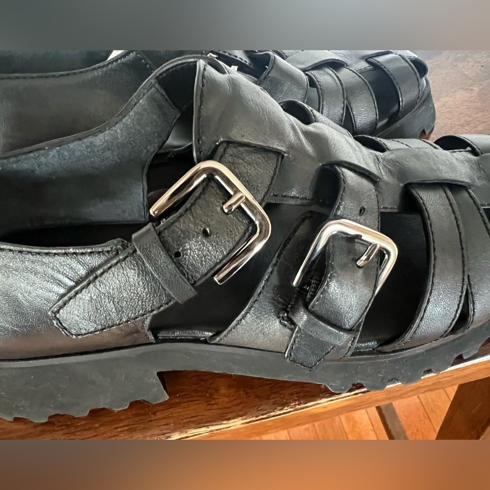 Free People Black Strappy Chunky Fisherman Sandals - Picture 11 of 14